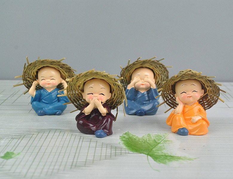 Bộ Tượng 4 Chú Tiểu Đội Nón Lá