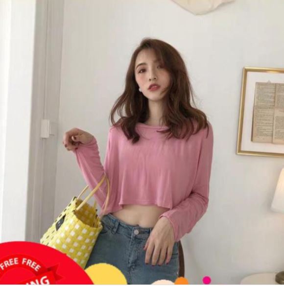 Áo Croptop Trơn Dài Tay Nhiều Màu