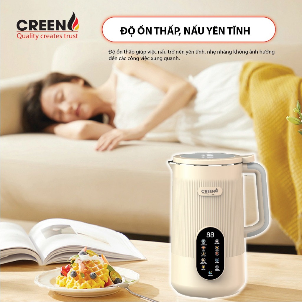 Máy làm sữa hạt creen cr-1000 pro 2023 thêm tính năng sữa không nấu