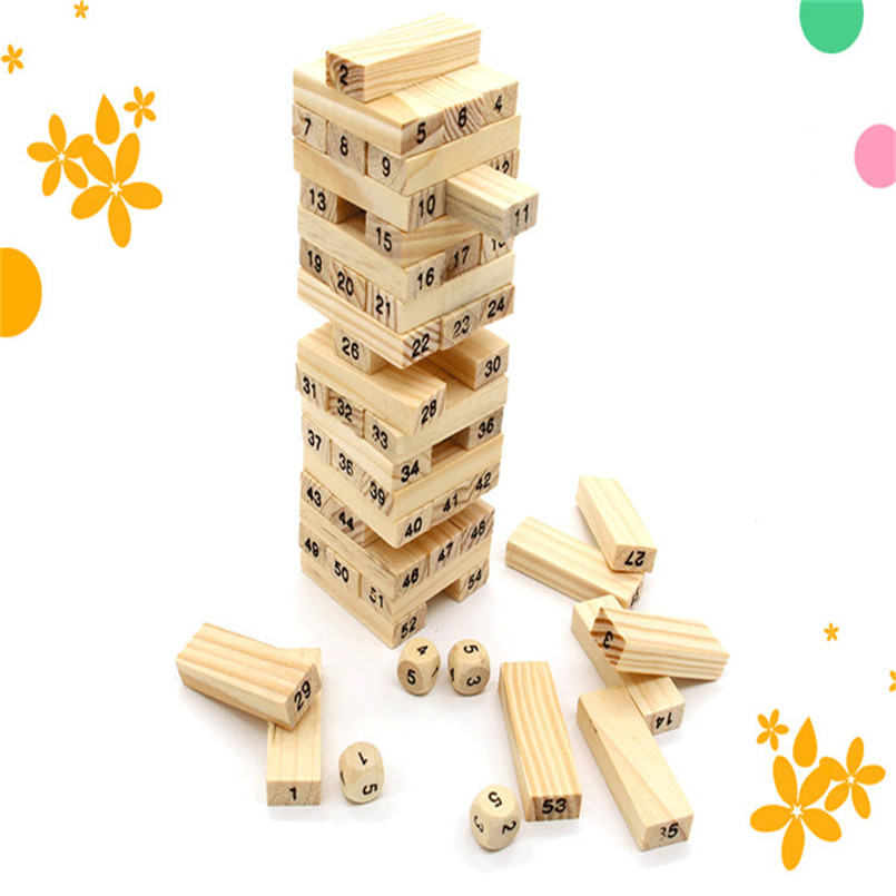 【Qian poem li Store】54PCS/set Wooden Tower Building Blocks Toy Rainbow ...