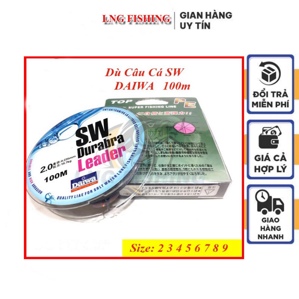 Dây Dù Câu Cá siêu bền Daiwa Leader SW 100m