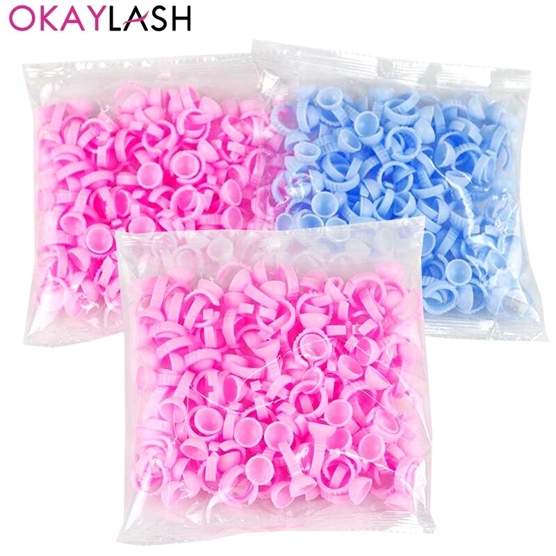 Ring Container For Lashes OKAYLASH Wholesale 100Pcs Disposable Eyelash Glue Holer Rings Tattoo ...