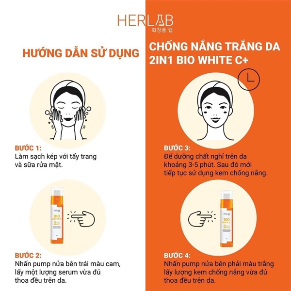 Kem chống nắng 2 in 1  Herlab bio white C +