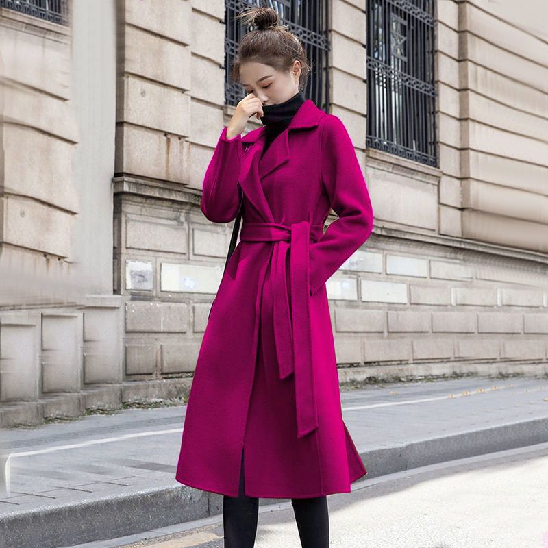 Khí chất Áo khoác len dài trung bình mùa đông nữ áo khoác ấm tay áo dài rộng