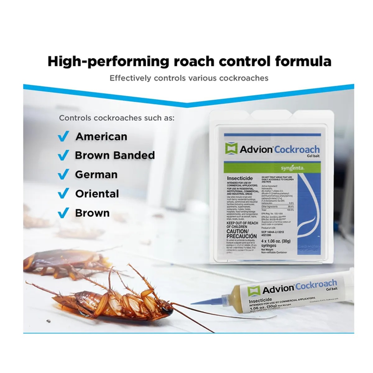 Buy 1 Get 2 ADVION@ Cockroach Gel Bait Indoor & Outdoor Use (30g) Free Roach Doctor Cockroach Gel Bait Roach Killer with Syringe Applicator (10g). 