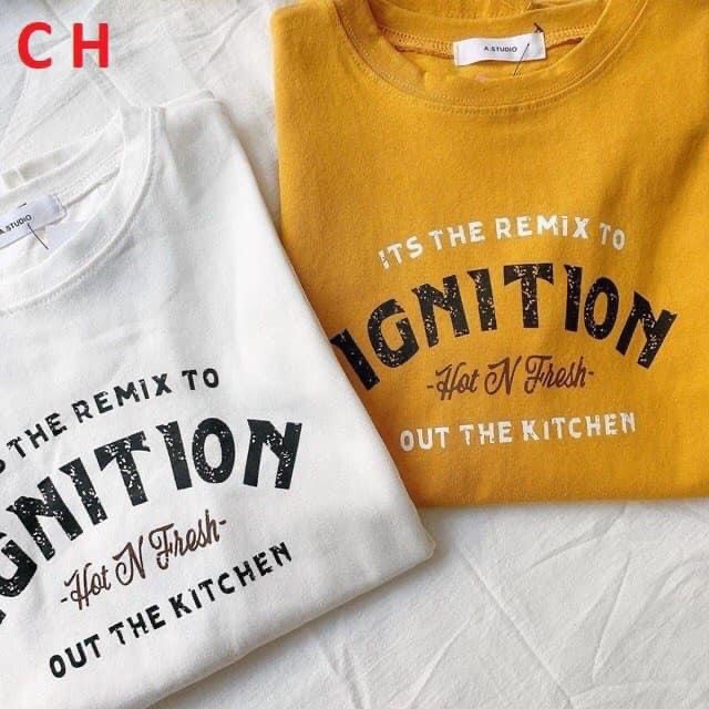 Áo phông thun unisex nam nữ form rộng tay lỡ in chữ IGNITION, chất cotton đẹp vải dày mịn thời trang hàn quốc BESTHOME