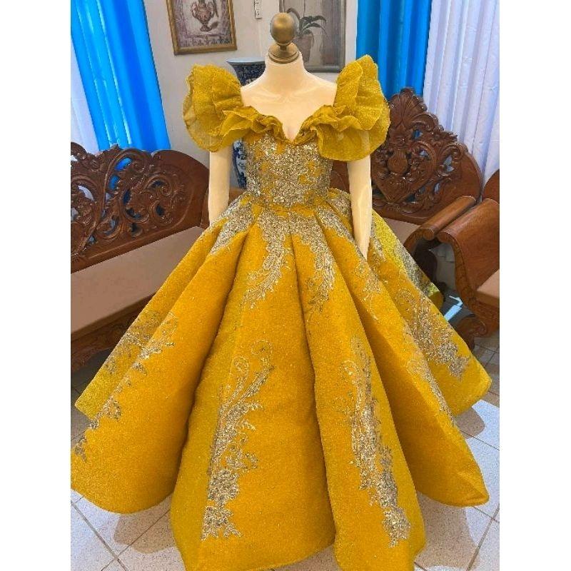 Celeste yellow gold debut gown/ pageant gown/ wedding gown Lazada PH