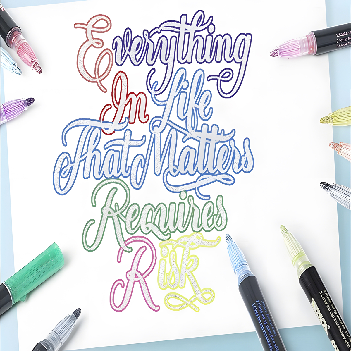 Double Line Outline Metallic Markers Pens, Double Line Pen, Glitter Drawing Pens for Greeting Cards, Craft, Posters, Paint. 