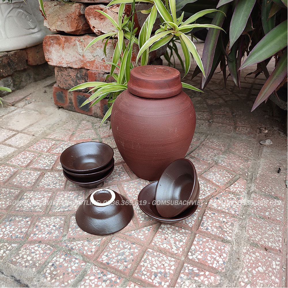 Bộ chum đựng rượu 1 lít kèm 6 chén (ly) rượu