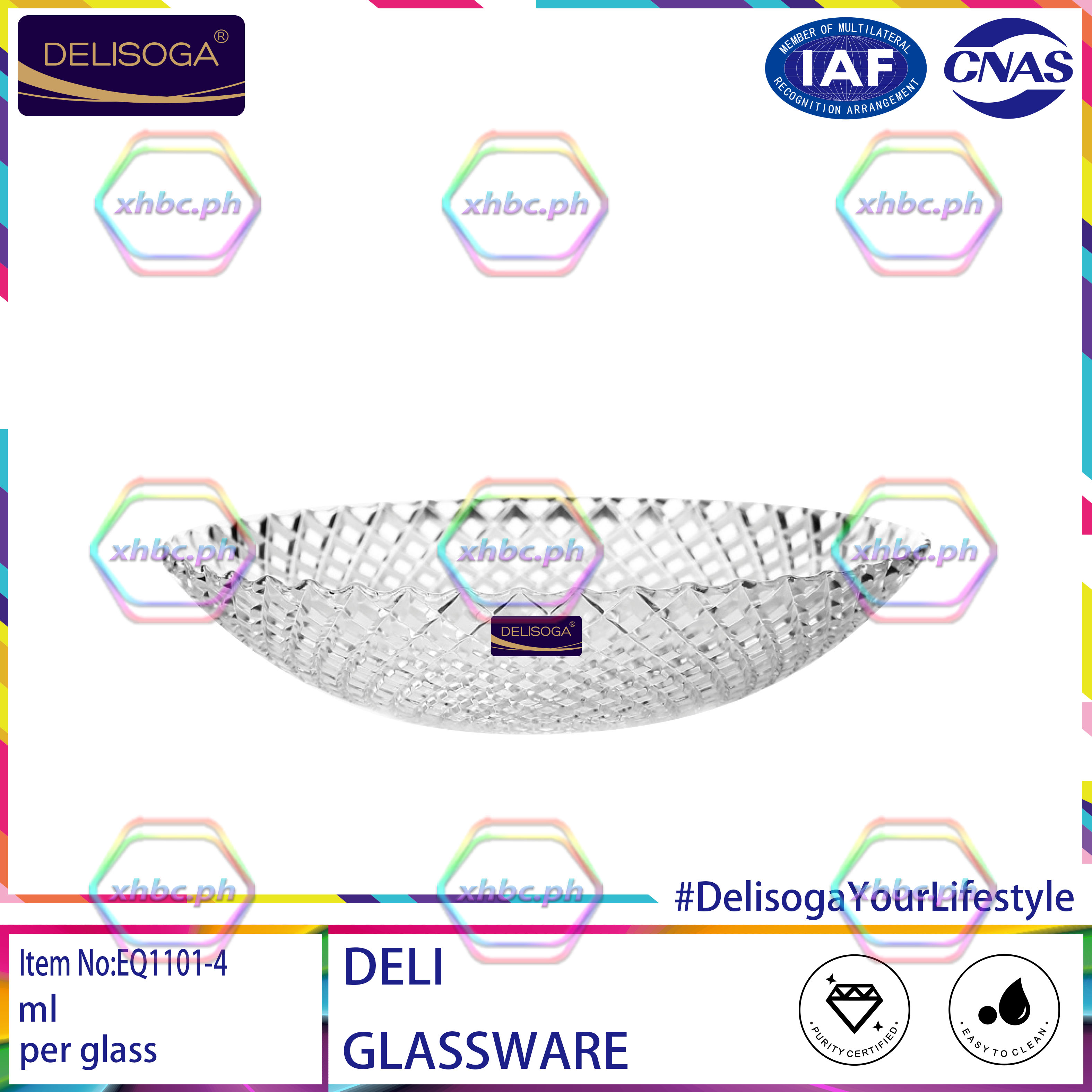 Deli Glassware Ribbed Deli Delisoga ️266mm Glassware Glass Plate Fruit Bowl Set (1pcs) EQ1101 ...
