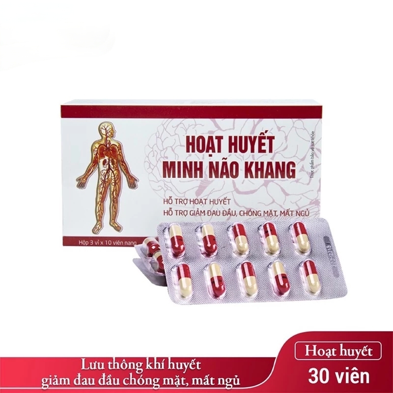 Hoạt huyết Minh Não Khang Tăng cường tuần hoàn não, Giảm đau đầu mất ngủ (hộp 30 viên)