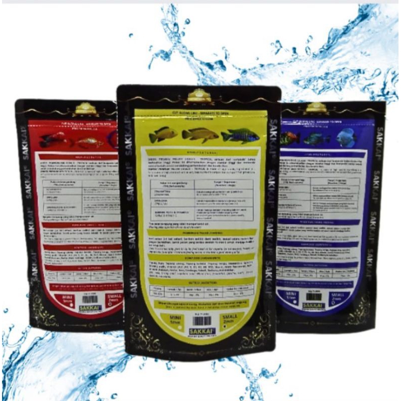 Makanan ikan CICHLID SAKKAI PRO PREMIUM RED, BLUE, YELLOW 100GR