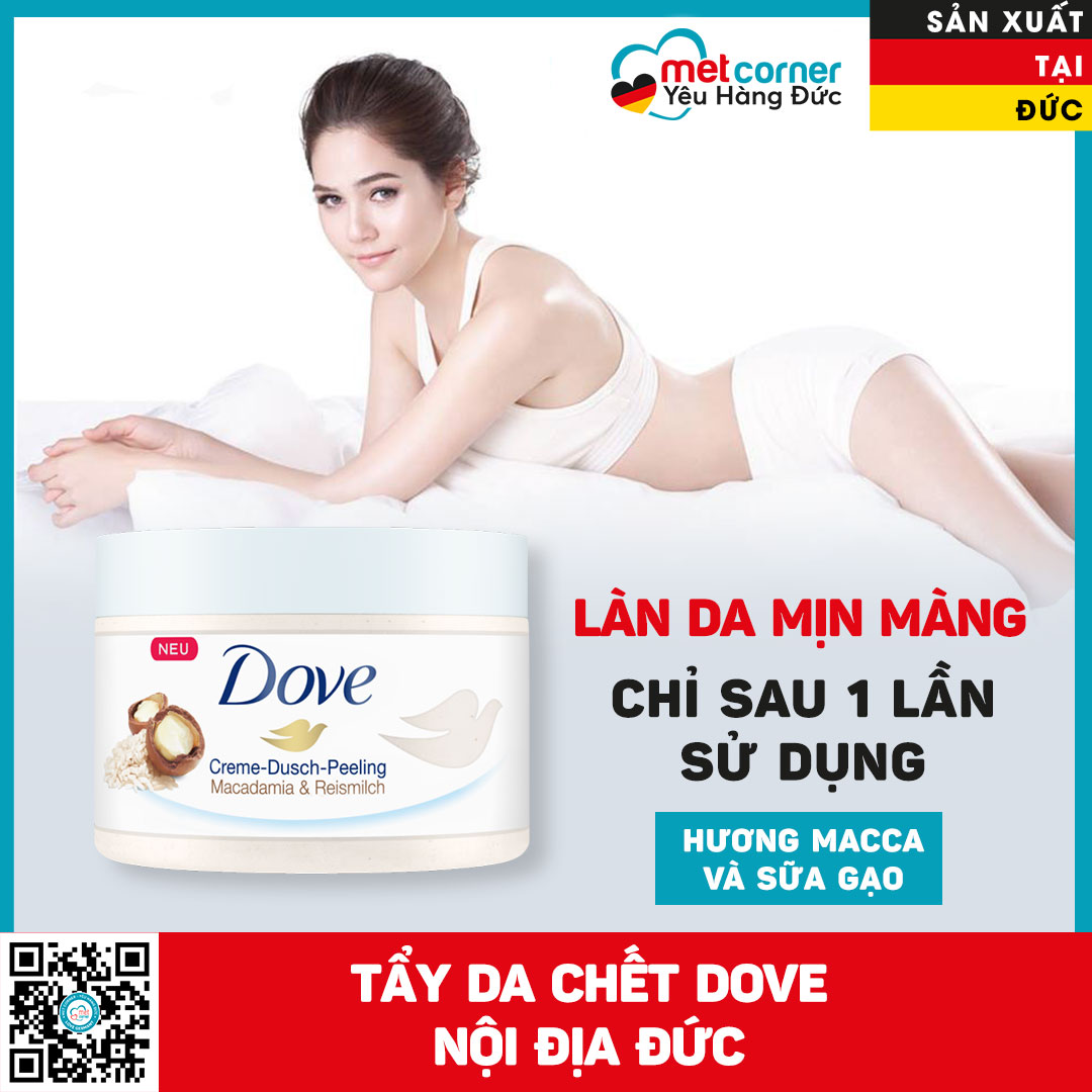 Tẩy Tế Bào Chết Toàn Thân Dove Exfoliating Body Polish, Macca và Sữa gạo