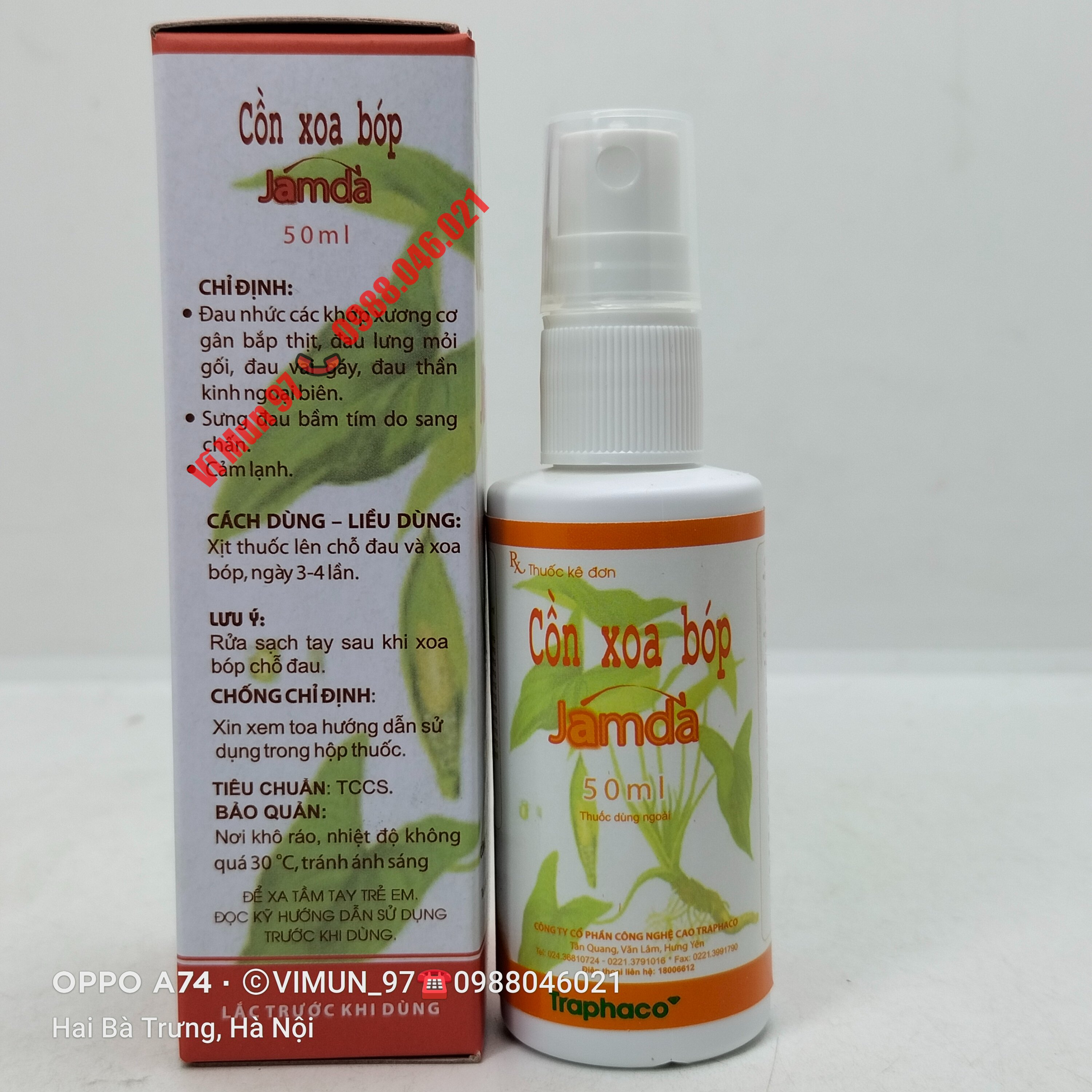 Cồn xoa bóp Jamda chai xịt 50ml