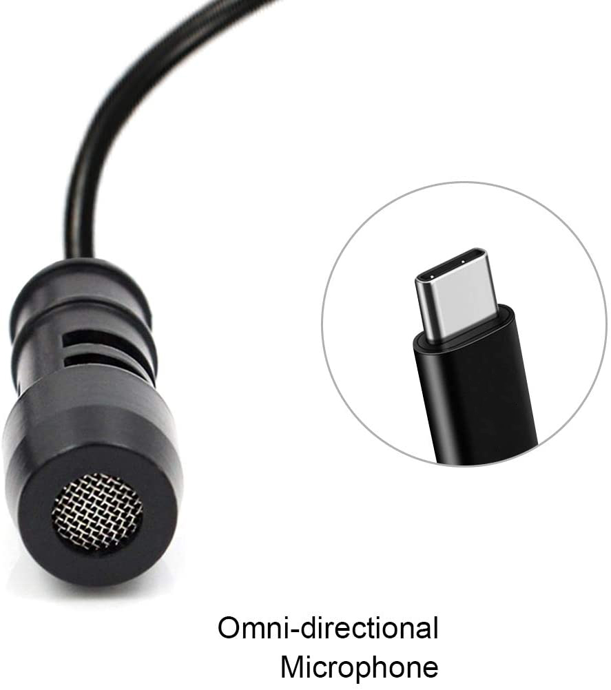 Professional Grade Lavalier Lapel Microphone Omnidirectional Mic 360/° Easy Clip On only for USB TYPE-C Interface Devices for Recording YouTube//TikTok//Kwai Conference