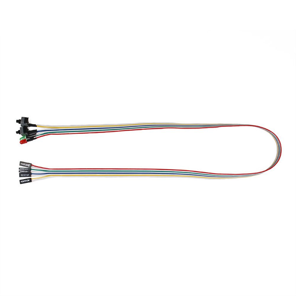 1PCS 68CM Power Cord On Off Reset ATX PC Computer On/Off/Reset Push Button Switch with LED Light Motherboard Power Cable PC Power Reset Switch. 