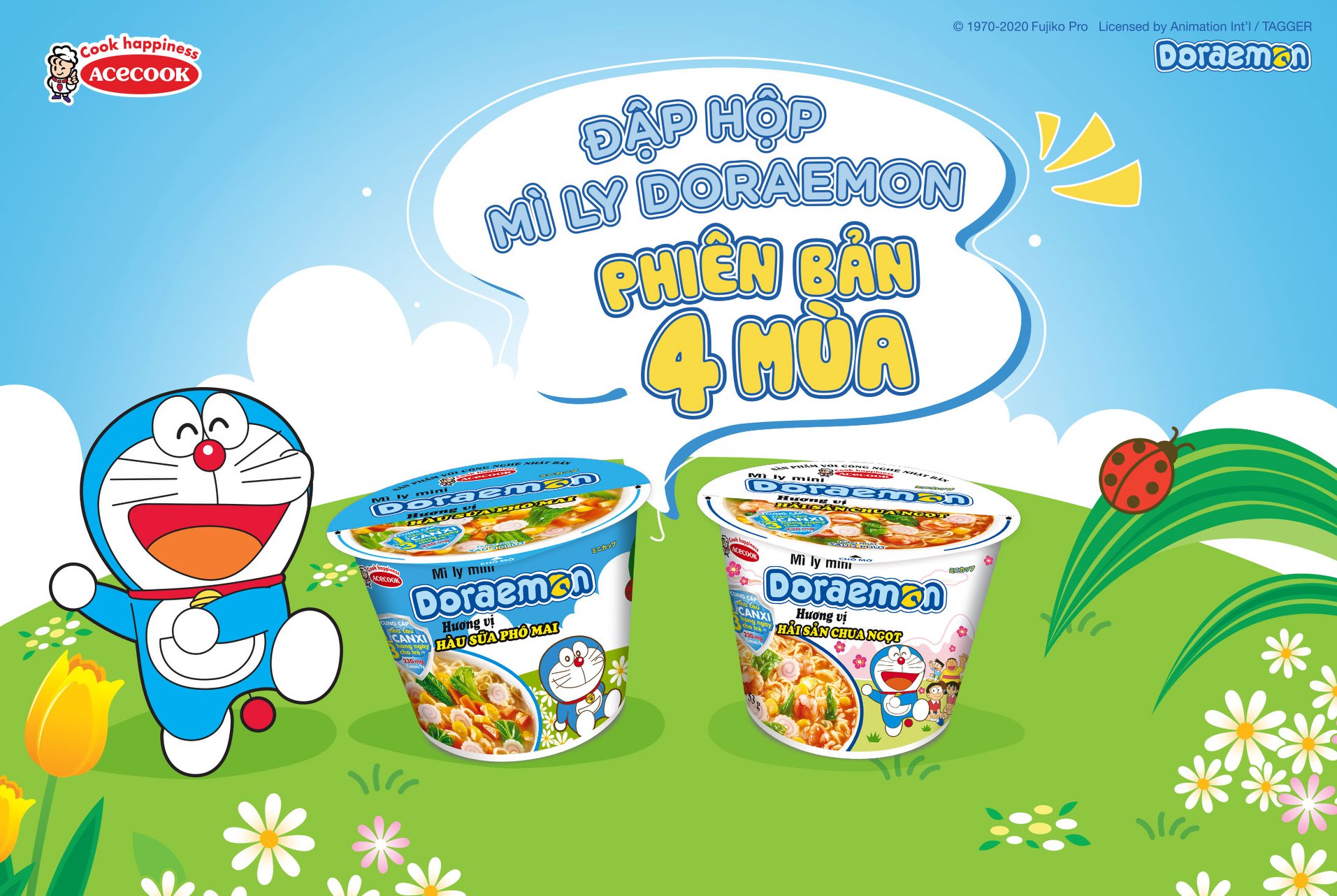 Thùng mì ly Doraemon cho trẻ em 12 ly