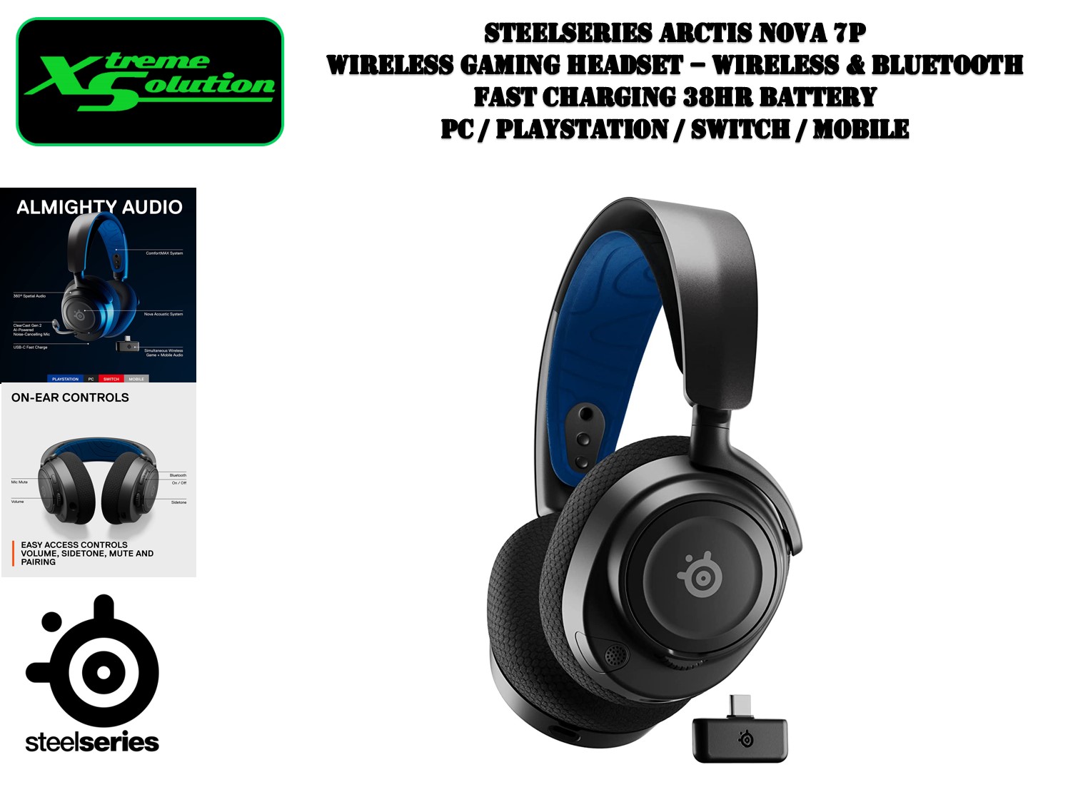 SteelSeries Arctis Nova 7P Wireless Multi-Platform Gaming Headset