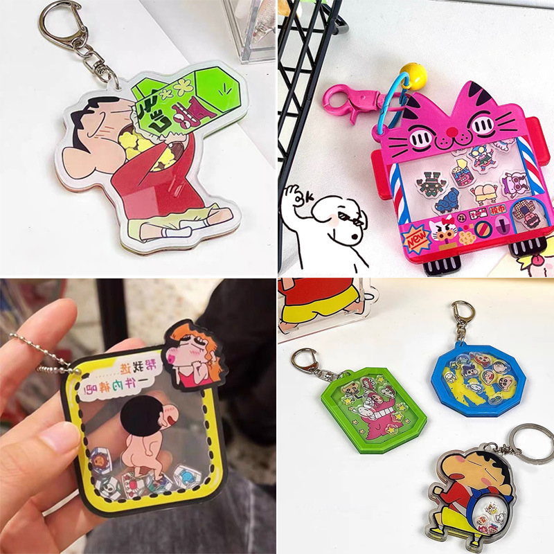Cartoon Crayon Shin-Chan Keychain Acrylic Shakeable Keychain Anime Mini ...