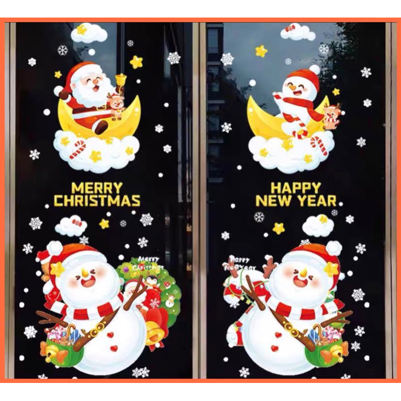 Decal Noel 2024 hít tĩnh điện(không keo)chỉ dán kính.
