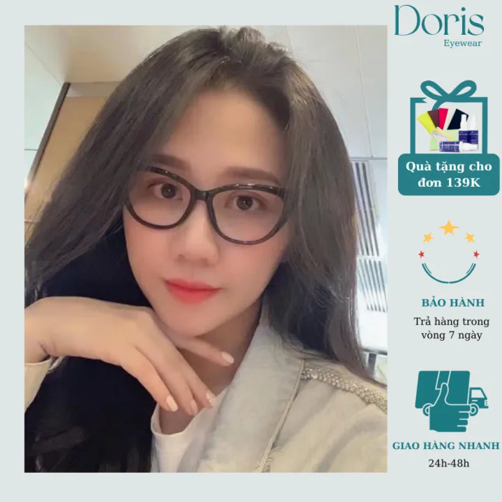 Gọng Kính Mắt Mèo Nhựa Màu Đen Phối Kim Loại Dior Dành Cho Nữ DORIS