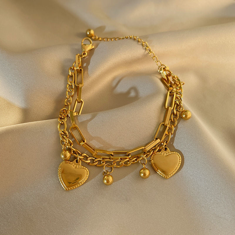 Retro%2018K%20Gold%20Metal%20Plated%20Titanium%20Steel%20Double%20Heart%20Bracelets%20Hypoallergenic%20Fashion%20Jewelry%20Accessories%20Gifts%20for%20Gf%20-%20Image%202