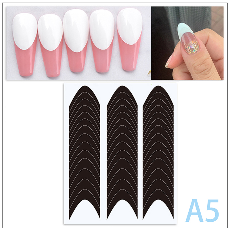 French Manicure Edge Auxiliary Nail Sticker Moon V Self-Adhesive Nail Tip