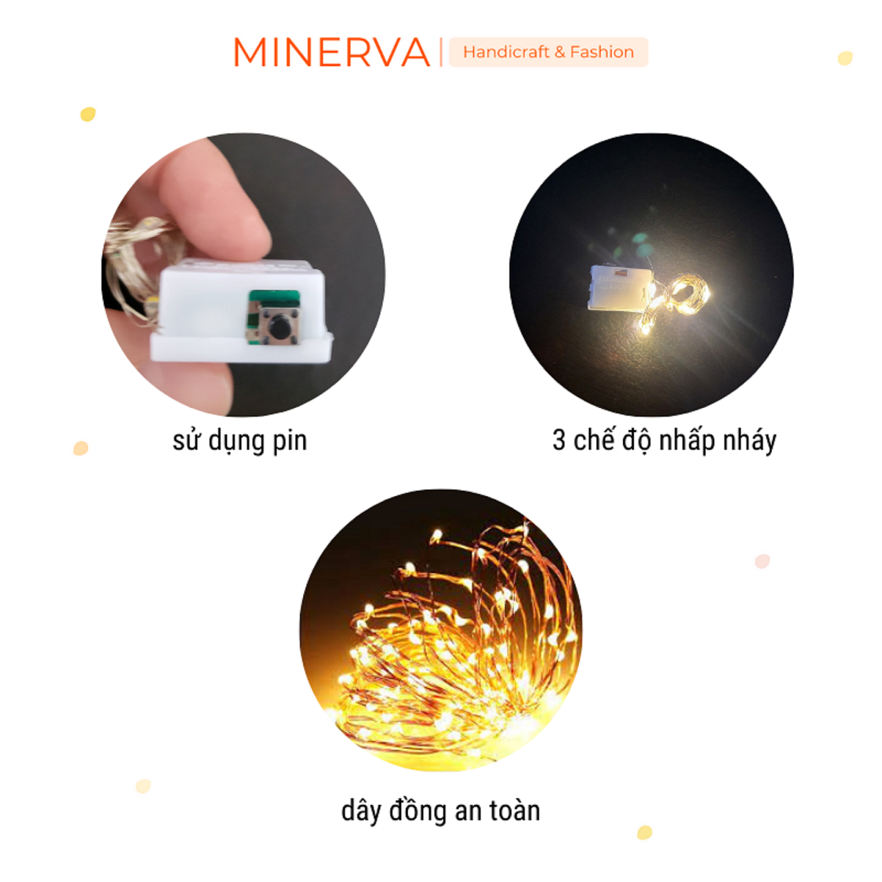 Đèn fairy light trang trí có sẵn pin Minerva