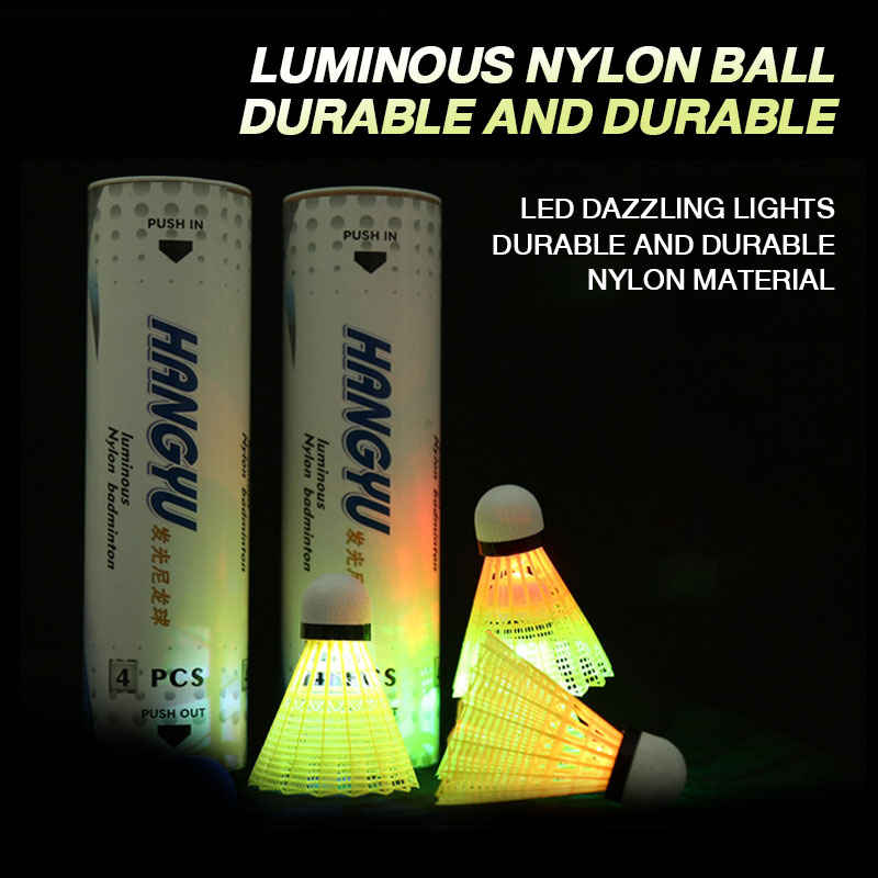 Aerospace luminous badminton 4pcs equipped with light luminous LED night fluorescent resistant plastic nylon ball