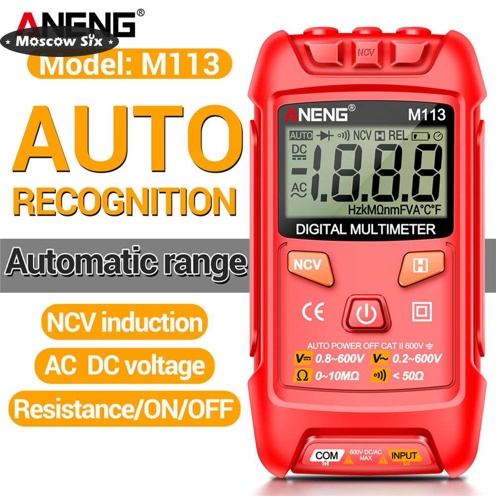 [Moscow Six]💎ANENG M113 Máy đo vạn năng kĩ thuật số Mini Tester Điện áp Ohm Máy Kiểm thử đa chức năng LCD điện áp kháng Meter lưu dữ liệu cho dòng on/off phát hiện