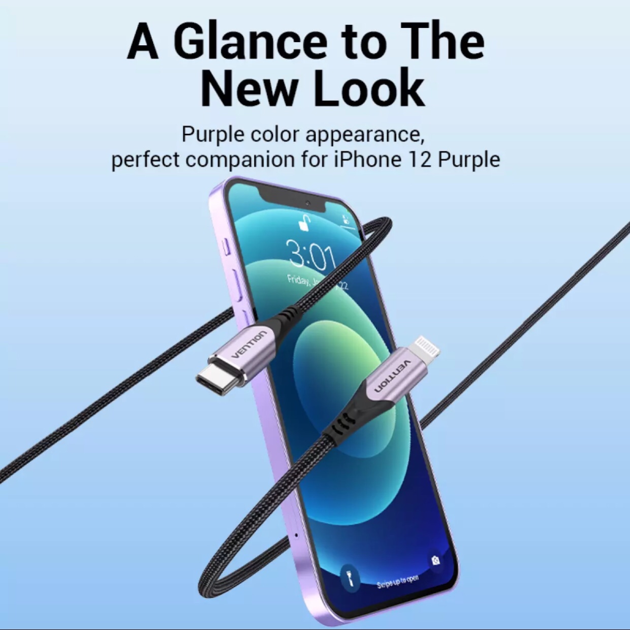 Vention Lightning Cable PD 20W iphone Charging Cable USB C to Lightning Fast Charging Cable Apple Charger Cable MFi certified 3A Date Cable compatible with Apple for iOS devices iphone Pro 12 11 X ipad Pro 2020 ipod iphone Charger Cable.