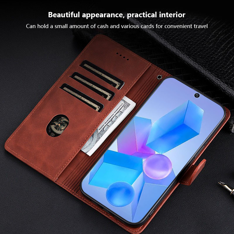 Tokifu For Infinix Hot 40 New Business Minimalist Flip Style Leather Anti Fall Protective Back Cover.