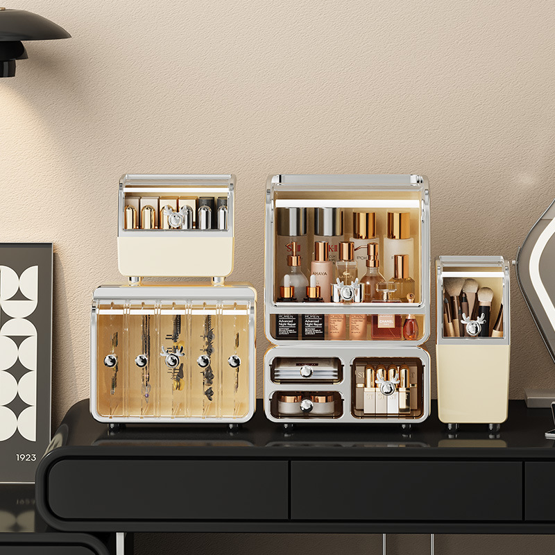 Cosmetics storage box transparent dust-proof jewelry cosmetics lipstick classification makeup box desktop high-end storage drawer