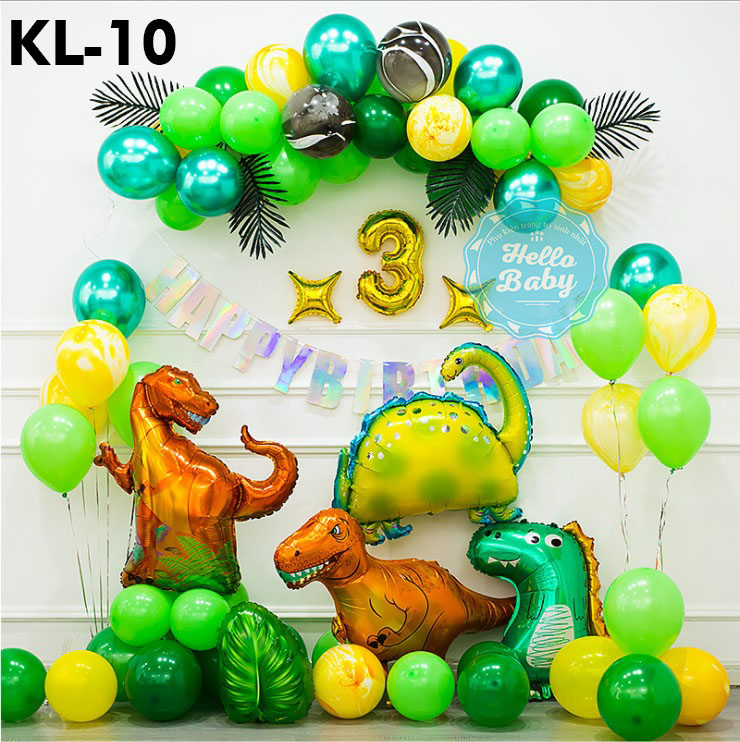 Set bóng trang trí chủ đề khủng long - KL (Bơm Bóng + Băng Keo Chuyên Dụng)
