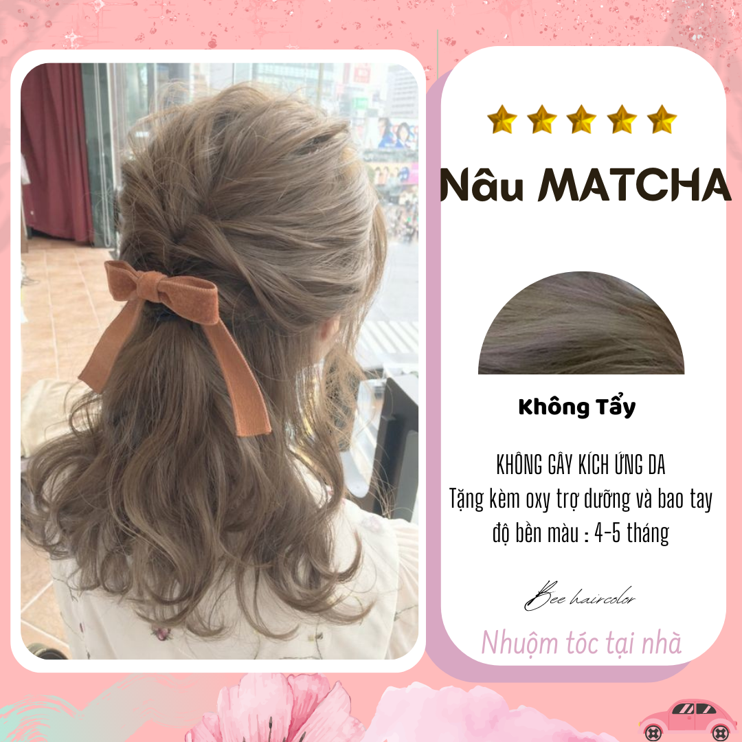 Màu nhuộm tóc Nâu Matcha [ Kem nhuộm tóc tặng kèm oxi trợ dưỡng + bao tay ]