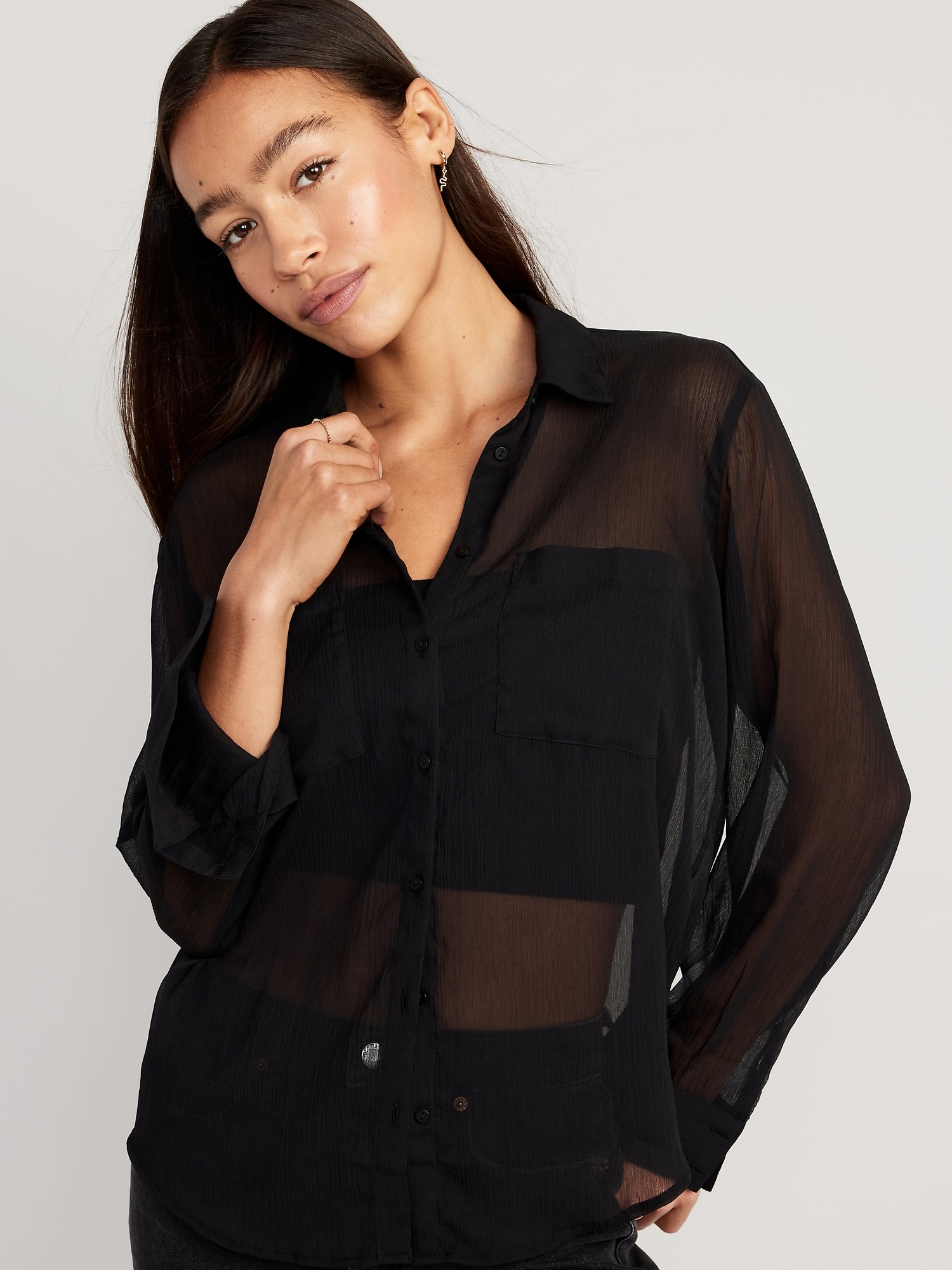 Old Navy Women's Chiffon ButtonDown Shirt Lazada PH