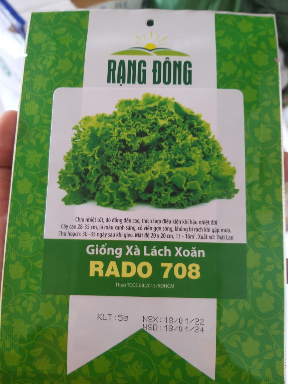Hạt giống xà lách xoăn rado 708 rạng đông gói 5g