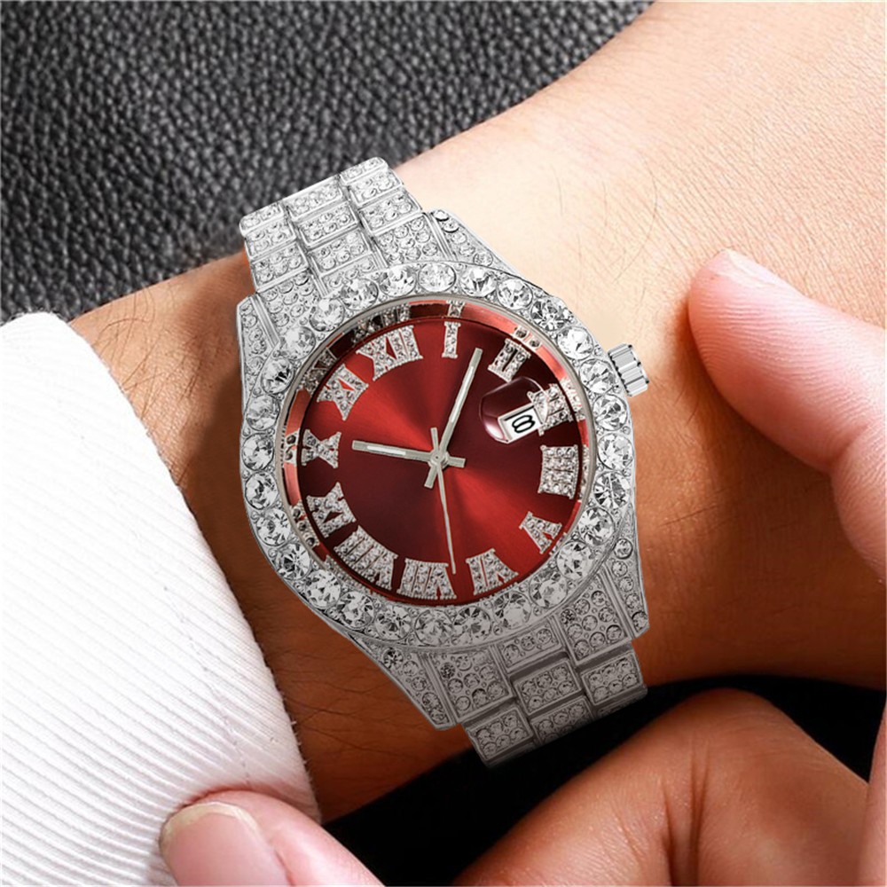 Exclusive Offer】Stylish Diamond-encrusted Roman numeral steel