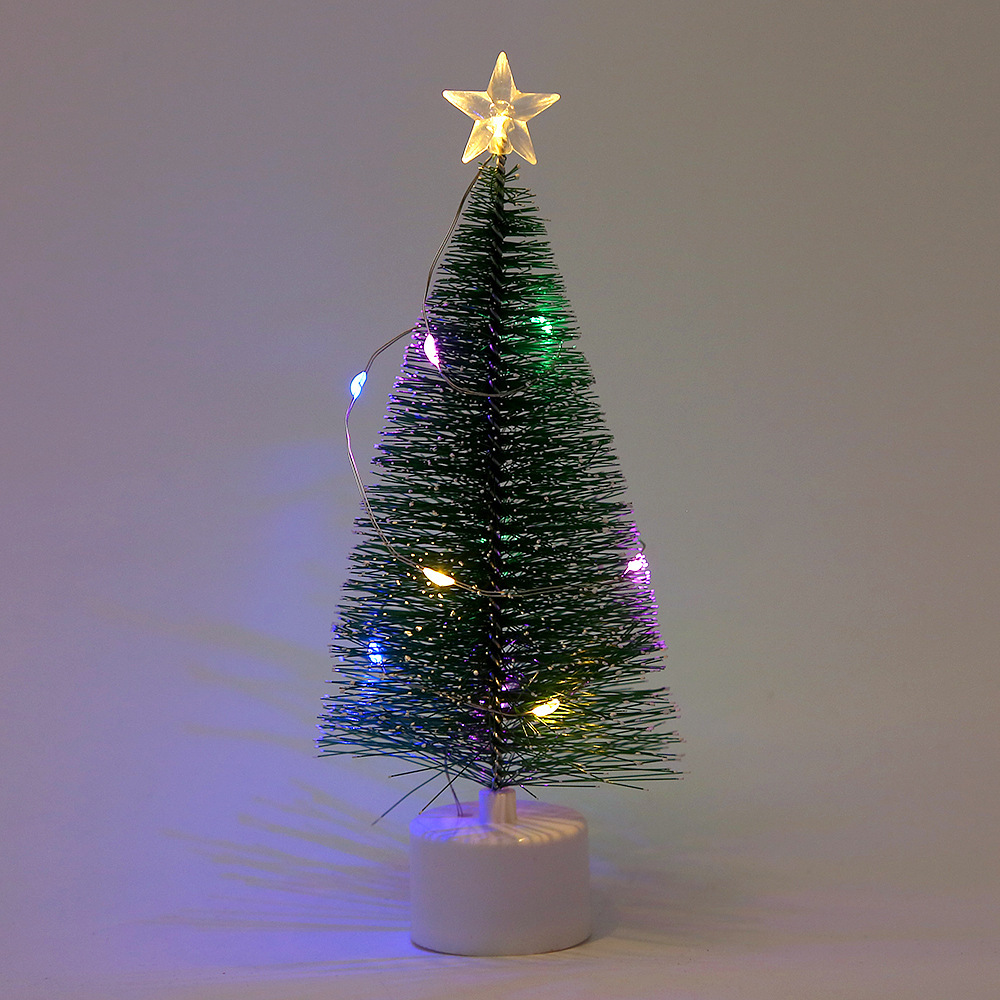 17cm Christmas Tree with Light String Colorful Glowing Pine Tree Ornaments Desktop Christmas Decoration New Year Party Gift