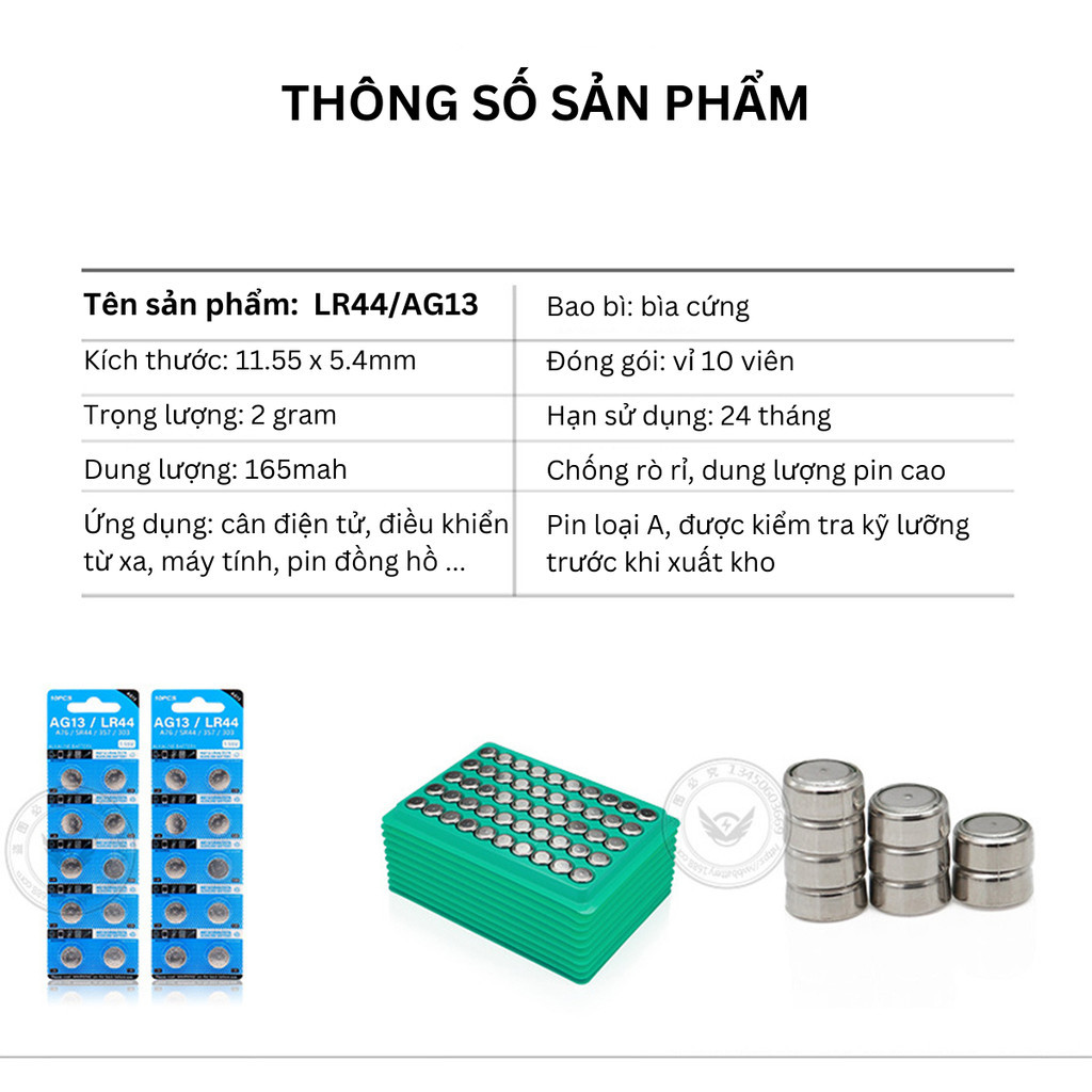 [HCM] Vỉ Pin Cúc Áo Vỉ 10 Viên (AG13 LR44) (AG10 LR1130)-Joyee