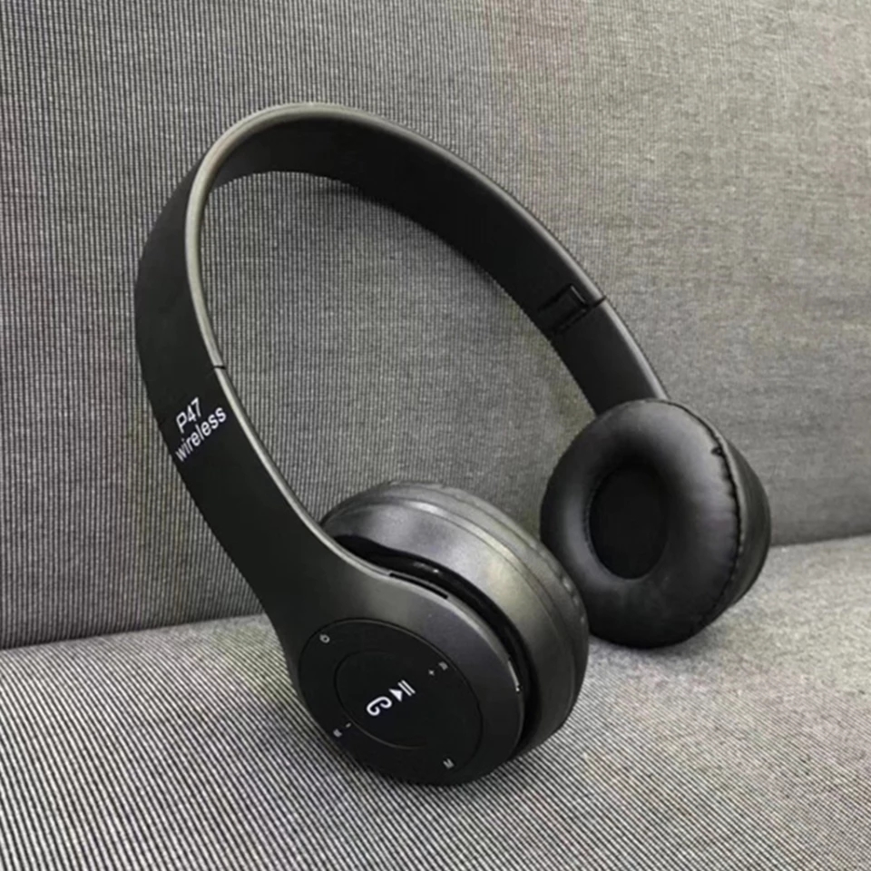 P47 Wireless Bluetooth Headphones with Built-in Mic - Foldable, Noise Cancellation, Compatible with Android Devices and PC