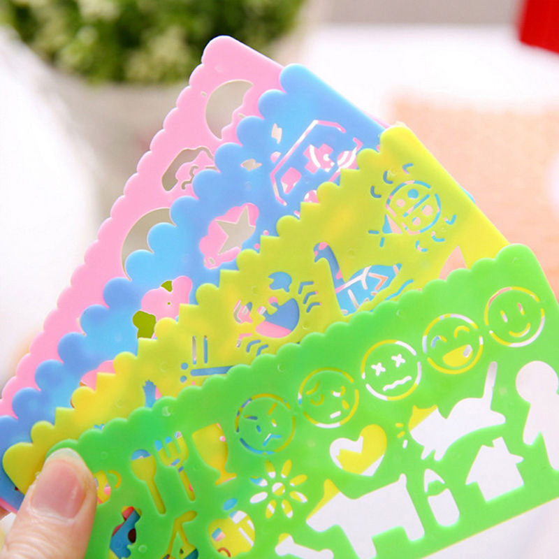 [THS Store] COD 4pcs Korea Stationery Cartoon Ruler Oppssed Drawing Template Mould