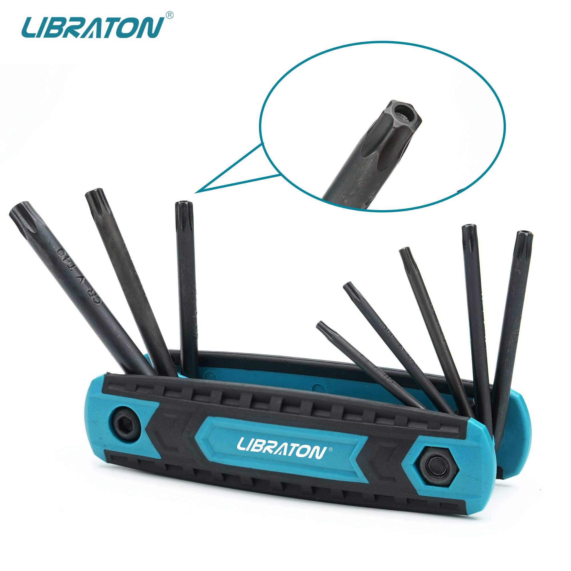 【In-Demand Item】 LIBRATON 8 in 1 Folding Allen Wrench Set Metric Allen Key Set Tool Or Folding Tamper Proof Torx Key Set Portable Star Wrench Kit.
