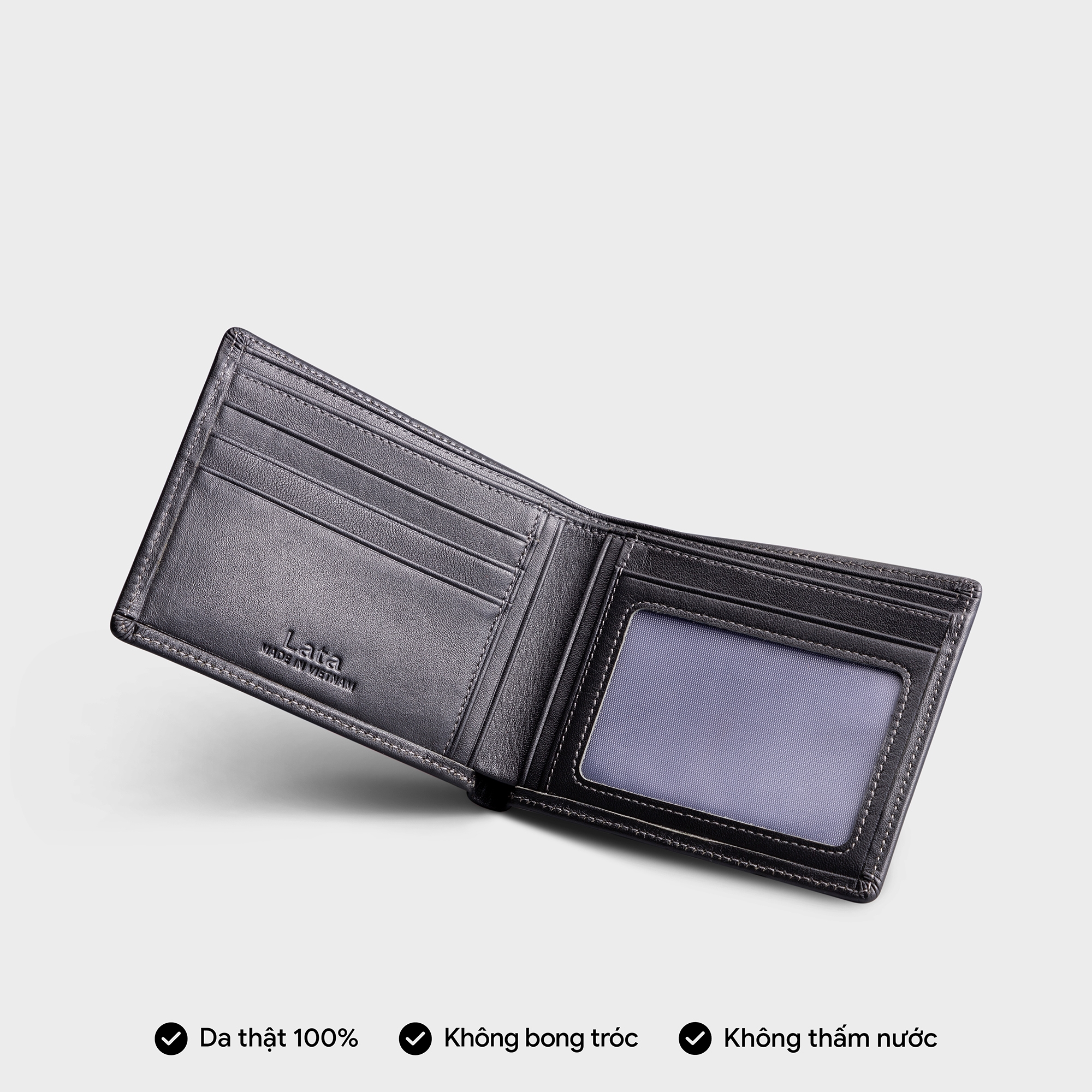 Lata Cowhide Men's Wallet (Men's Fashion, 2-Fold Horizontal Style - Genuine Leather Wallet Lvn97)