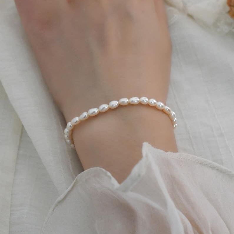 Real pearl bracelet freshwater beads child 2.5li míc buckle silver-rope cross made of silver TA
