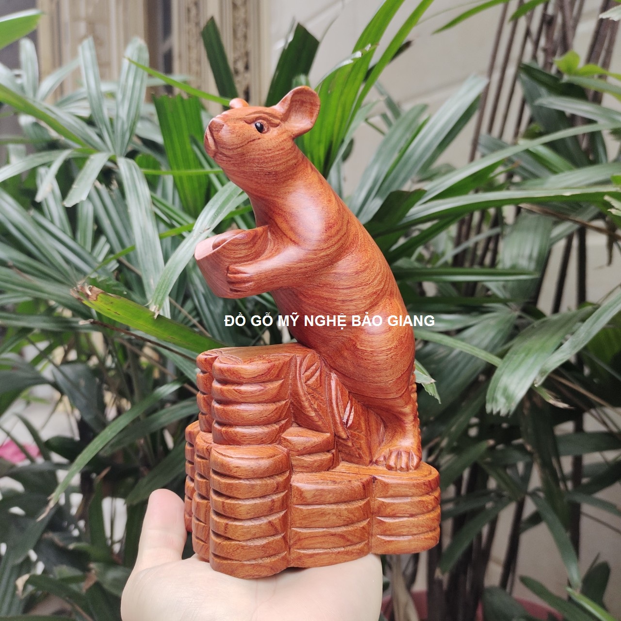 Tượng con chuột gỗ hương cao 20 cm