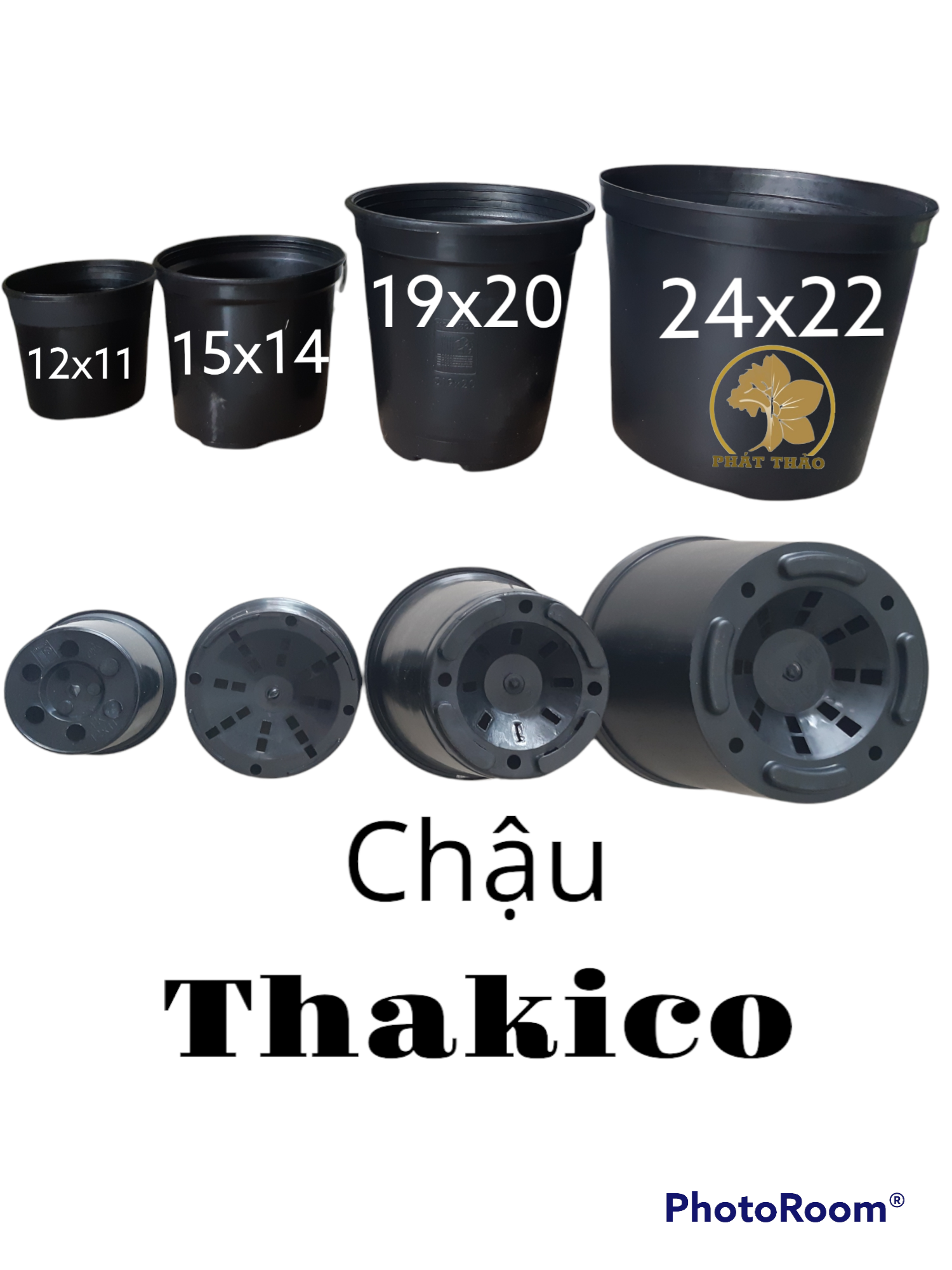 Set 5 cái Chậu nhựa cứng THAKICO màu Đen, thoát nước tốt, đa dạng kích thước