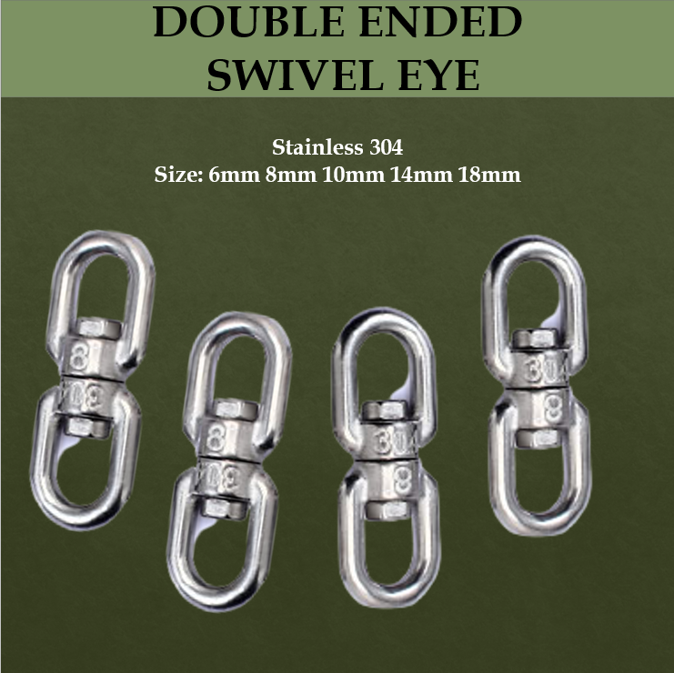 Snap Hook Stainless Steel Double Eye Swivel Rings For Dog Leads, Boat Ropes, Anti-Tangle Hooks Stainless Steel Swivel Rings - Foto 8