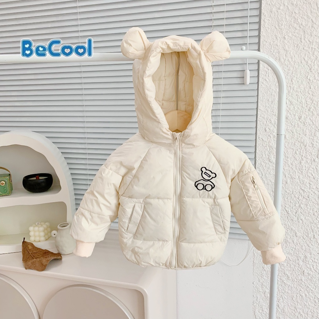 Áo phao Tai Gấu cho bé, Áo Khoác phao dày dặn, ấm áp siêu nhẹ cho bé mặc mùa đông