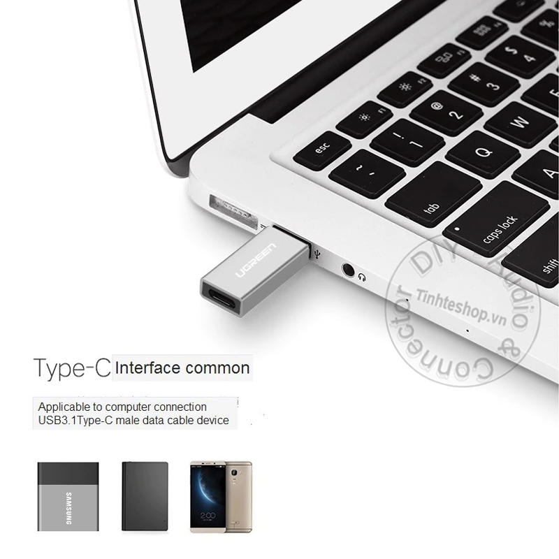 USB 3.0 đực ra USB C cái - Đầu chuyển USB 3.0 AM sang USB type CF Ugreen 30705